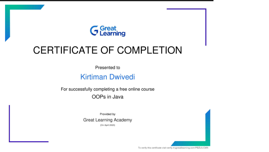Certification 6 - OOPs Concept in JAVA